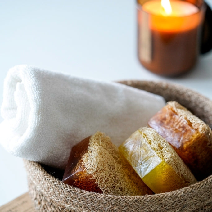 Seifen mit Luffa