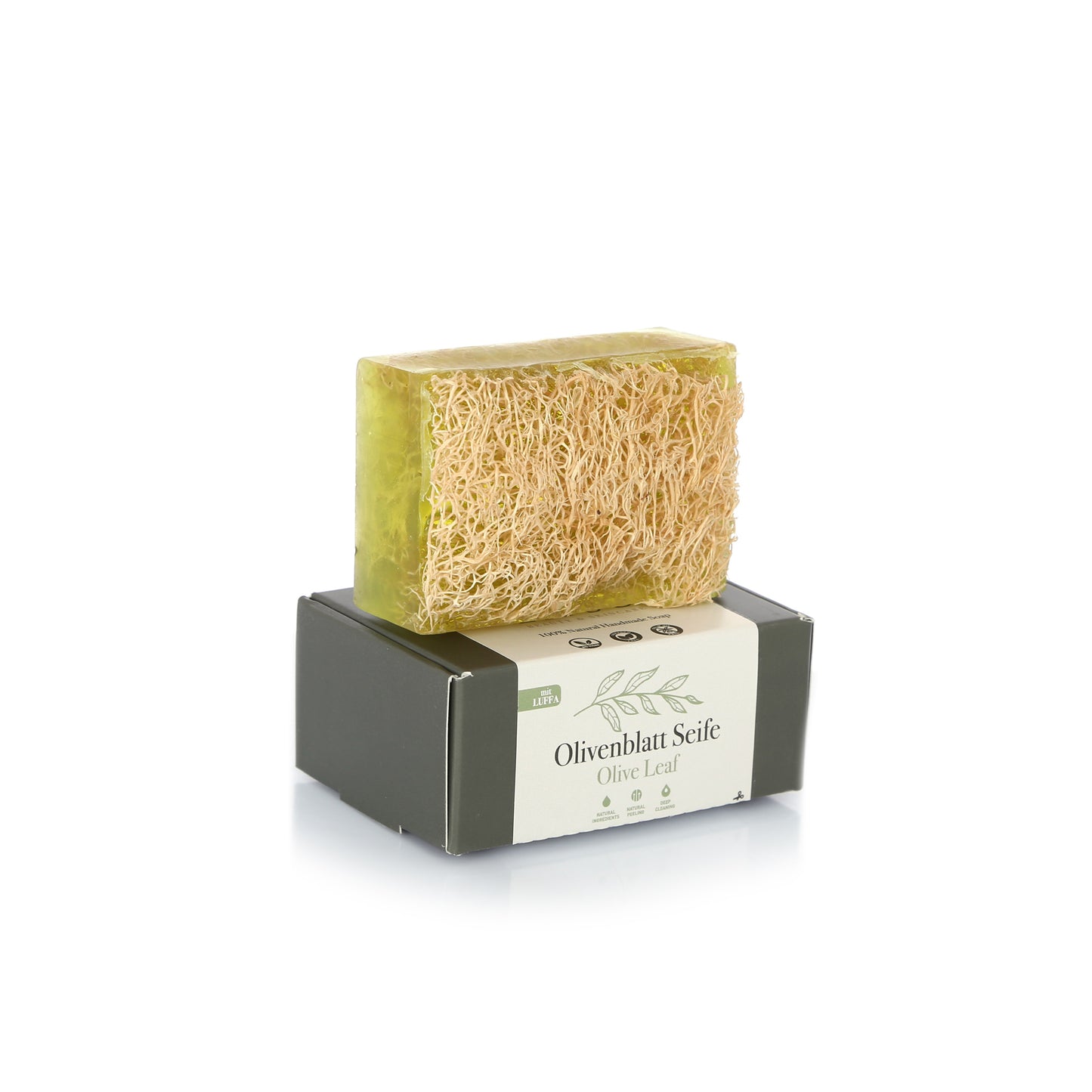 Olivenblatt Seife mit Luffa 130g